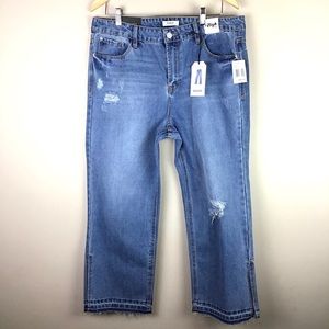 Kensie High Rise Crop Distressed Jeans NWT 12